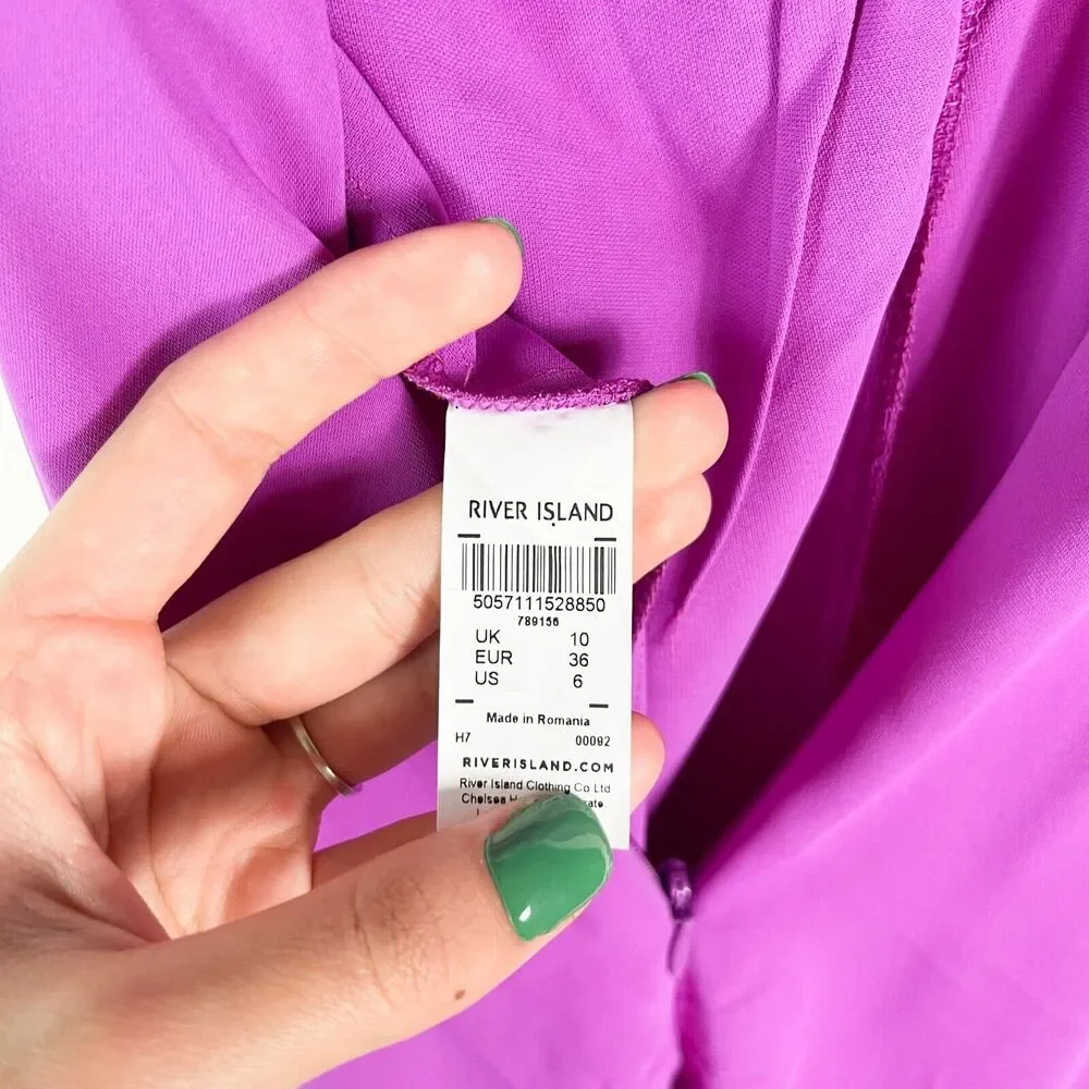 River Island NWT Purple Crossover Neckline Sleeveless Jumpsuit Size 6 - Picture 3 of 5